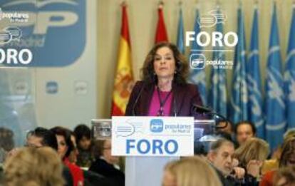 La alcaldesa de Madrid, Ana Botella, durante su intervención en un foro organizado por el Partido Popular la semana pasada. EFE/Archivo