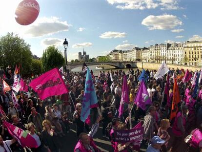 Manifestación sindical del Primero de Mayo en París.