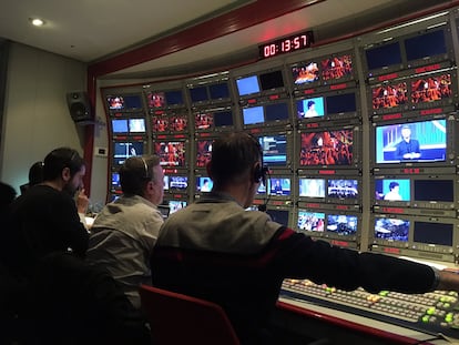Control de realización de la gala de Eurovisión del programa OT en 2018.