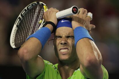 Nadal se lamenta tras fallar un punto.