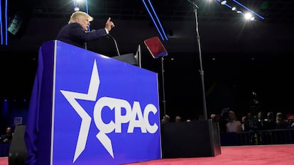 Former President Donald Trump, speaks at the Conservative Political Action Conference (CPAC) on February 26, 2022, in Orlando, Florida.