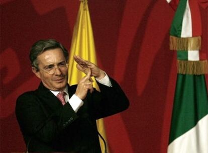 El presidente colombiano Álvaro Uribe, en un acto en Bogotá.