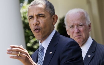 Obama este lunes junto a su vicepresidente Joe Biden.