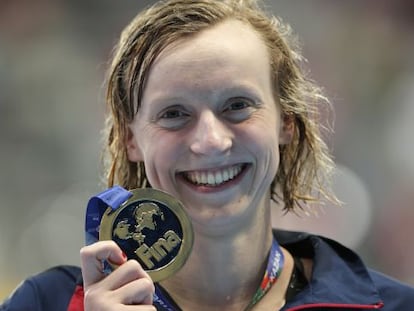 Katie Ledecky, con la medalla de oro de 1.500  