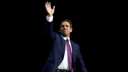 Florida Governor Ron DeSantis in Des Moines, Iowa on July 14.