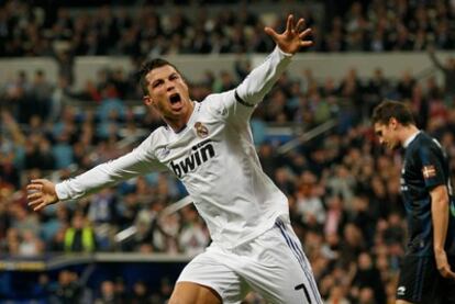 Cristiano Ronaldo celebra su segundo gol ante la Real Sociedad.