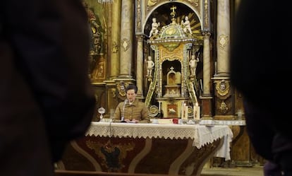 Mar&iacute;a del Carmen Mandi&aacute;, el domingo 22 de febrero en la parroquia de Frexulfe (Lugo).