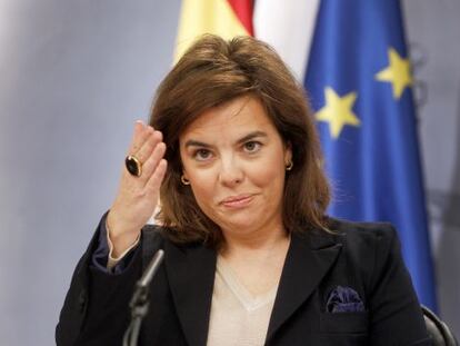 Soraya Sáenz de Santamaría, durante la rueda de prensa