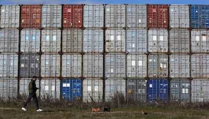 Containers at the Madrid Dry Port in Coslada.