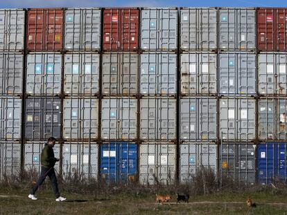 Containers at the Madrid Dry Port in Coslada.