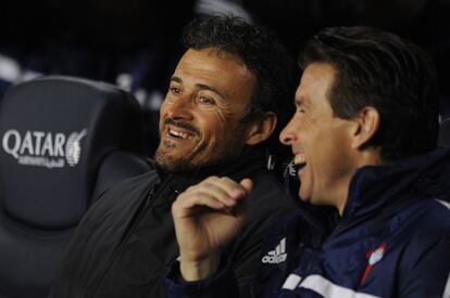 Luis Enrique y Unzué en su regreso al Nou Camp