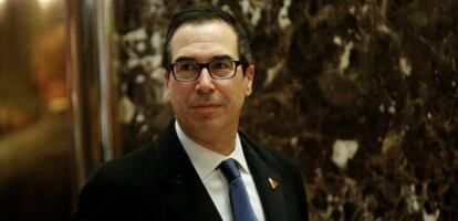 Steven Mnuchin, ayer en la Torre Trump, en Nueva York.