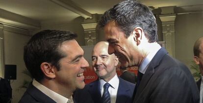 Tsipras y Sánchez, el jueves en Bruselas.