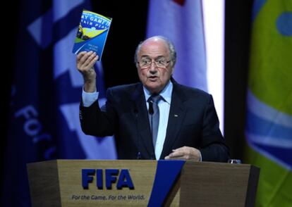 Joseph Blatter, esta mañana, en el 61 Congreso de la FIFA, en Zurich.