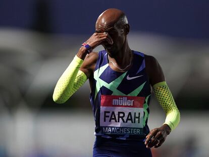 Mo Farah, después de no alcanzar el mínimo olímpico en el Campeonato Británico de Atletismo, el pasado viernes.