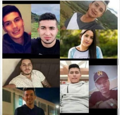 Algunos de los jóvenes asesinados en Samaniego (Nariño), al sur de Colombia. Imagen publicada por la Gobernación de Nariño.