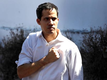 Juan Guaidó at a public appearance in La Guaira.