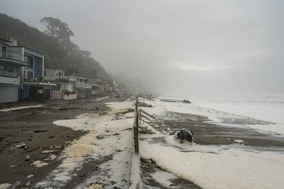 Storm debris on Beach Drive in Aptos, Thursday, Dec. 28, 2023