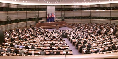 Vista general del hemiciclo del Parlamento europeo en Bruselas.