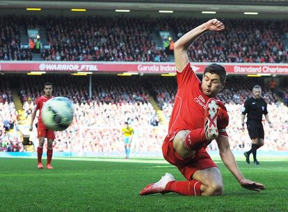 Gerrard, durante el partido contra el Crystal Palace.