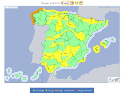 Orange areas are high risk, while areas in yellow have a 'mid-level' risk.