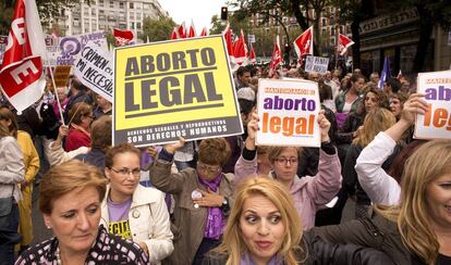 Una manifestación convocada en 2014 para celebrar la decisión del Gobierno de Rajoy de no modificar la ley del aborto de Zapatero.