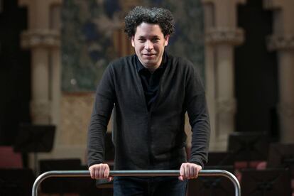 Ensayo del director Gustavo Dudamel en el Palau de la Música, Barcelona, el 10 de marzo de 2017.