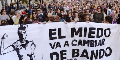 Manfestación convocada esta tarde en Valladolid, en señal de repulsa a la sentencia dictada hoy contra los cinco integrantes de la Manada.