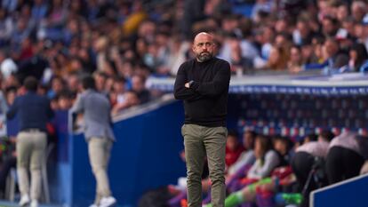 El entrenador del Espanyol, Manolo González, el pasado domingo en el RCDE Stadium, en Barcelona, en el partido ante el Albacete.