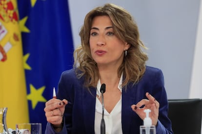 La ministra de Transportes, Raquel Sánchez, este martes en Madrid tras la reunión del Consejo de Ministros.