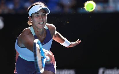 Garbiñe Muguruza, en la semifinal contra Halep.