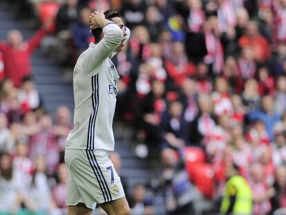 Cristiano Ronaldo durante la primera parte del partido.