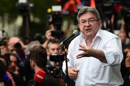 Jean-Luc Mélenchon, en un acto el pasado 19 de junio, día de la segunda vuelta de las elecciones legislativas francesas.
