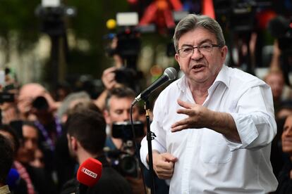 Jean-Luc Mélenchon, este domingo mientras se conocían los resultados de la segunda vuelta de las legislativas.