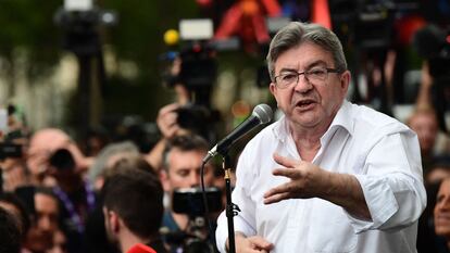 Jean-Luc Mélenchon, en un acto el pasado 19 de junio, día de la segunda vuelta de las elecciones legislativas francesas.