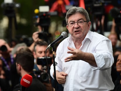 Jean-Luc Mélenchon, en un acto el pasado 19 de junio, día de la segunda vuelta de las elecciones legislativas francesas.