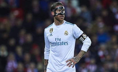 Sergio Ramos, durante el Athletic-Real Madrid.