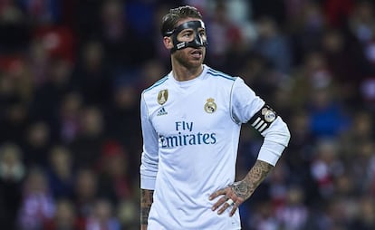 Sergio Ramos, durante el Athletic-Real Madrid. 