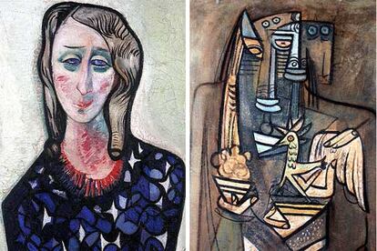 A la izquierda, &#39;Mujer&#39; (1935), de Amelia Peláez. A la derecha, &#39;Figura con gallo&#39; (1942), de Wifredo Lam.