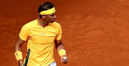 Rafa Nadal, en un partido del Madrid Open de tenis.