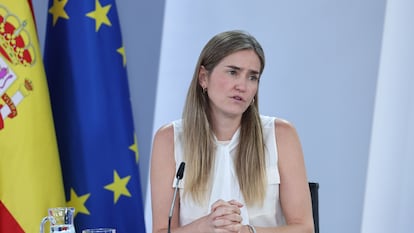 La vicepresidenta tercera y ministra para la Transición Ecológica, Sara Aagesen, en la conferencia de prensa tras el Consejo de Ministros.