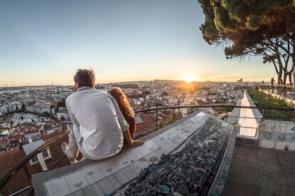 Looking out over Lisbon from the Nossa Senhora do Monte viewpoint.