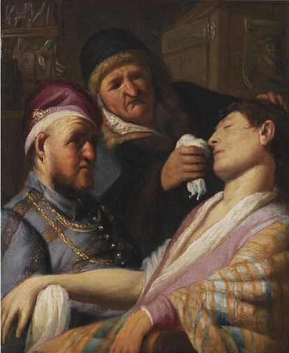 'El olfato', pertenece a una serie sobre los cinco sentidos pintada por Rembrandt cuando tenía unos 18 años. Según Ernst van de Wetering, el mayor experto mundial en el pintor, el catálogo oficial de su producción, que suma 340 piezas, y él ha contribuido a reunir, puede añadir ésta a partir de ahora.