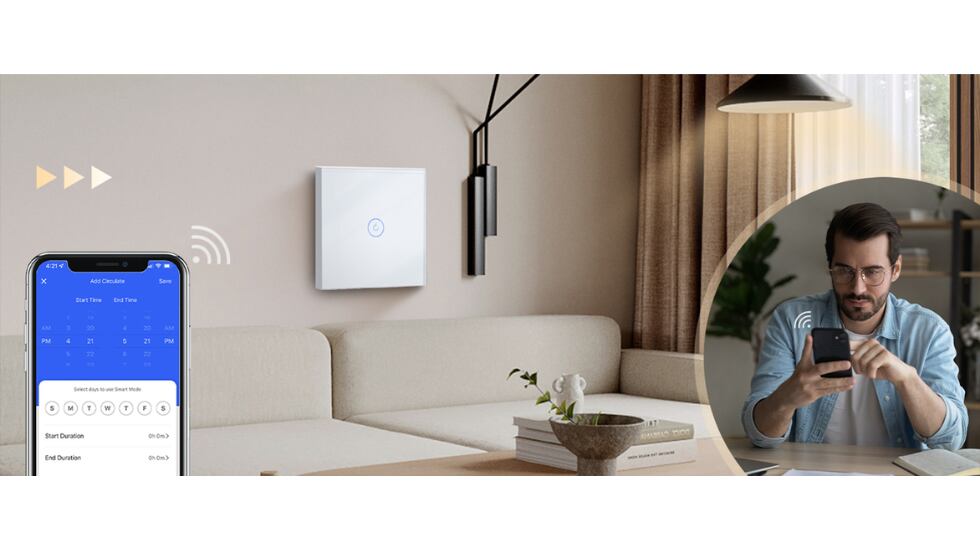 Este interruptor inteligente se puede controlar desde una aplicación de móvil.