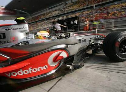 Lewis Hamilton, ayer durante un entrenamiento en Shanghai.