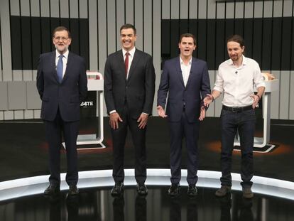 Mariano Rajoy, Pedro Sanchez, Albert Rivera y Pablo Iglesias en un debate electoral en junio de 2016.