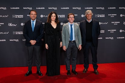 De izquierda a derecha, Rafael García Garrido, Isabel Díaz Ayuso, José Luis Martínez-Almeida y Simón Casas.