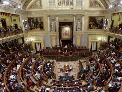 Hemiciclo del Congreso de los Diputados durante el debate de la moción de censura contra el Gobierno de Mariano Rajoy.