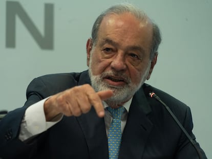 Carlos Slim, este lunes en Ciudad de México.