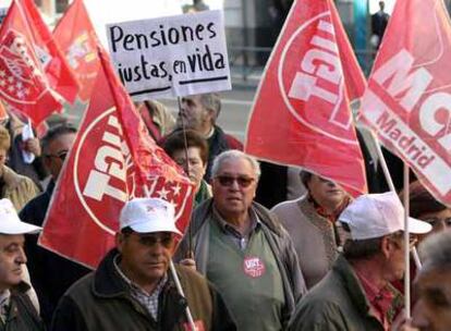 Manifestación sindical para reclamar una subida de las pensiones.